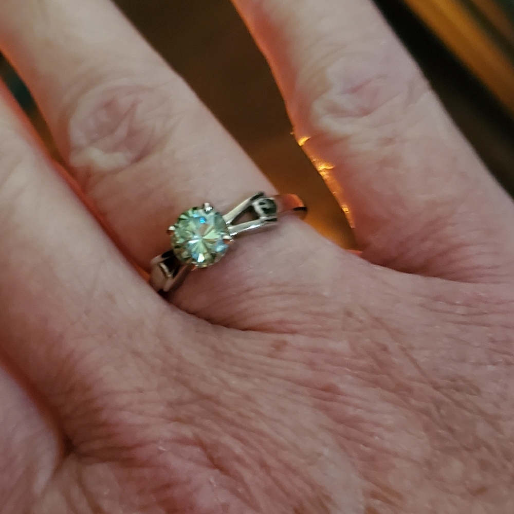 Blue diamond Solitaire ring